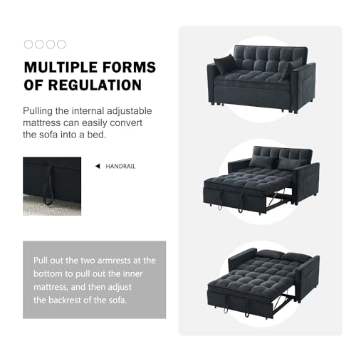 Convertible Sofa Bed with Reclining Backrest & Storage