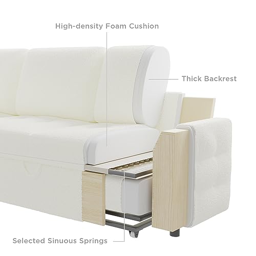 Modern L-Shaped Pull-Out Sofa Bed with Storage