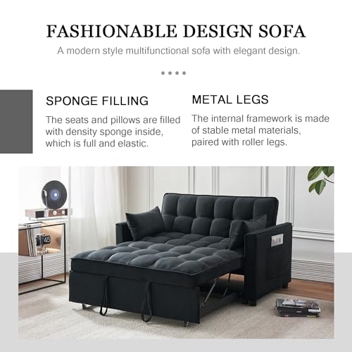 Convertible Sofa Bed with Reclining Backrest & Storage