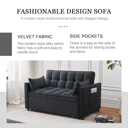 Convertible Sofa Bed with Reclining Backrest & Storage