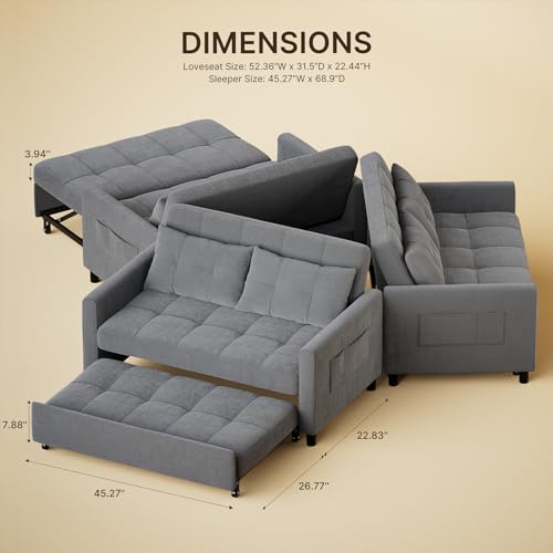 Gizoon 3-in-1 Convertible Sleeper Sofa Couch