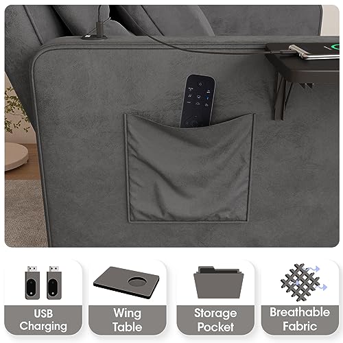 3-in-1 Velvet Sleeper Sofa Bed Chair with Wing Table