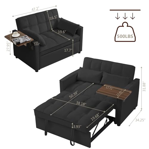 Versatile Black Sleeper Sofa with Storage & Pillows