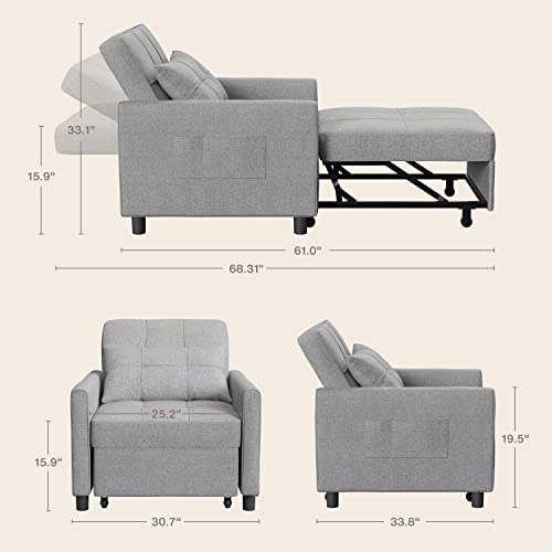 3-in-1 Adjustable Sofa Bed in Modern Grey