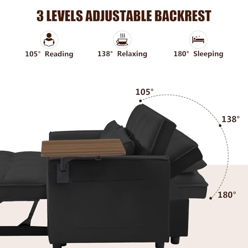 Versatile Black Sleeper Sofa with Storage & Pillows