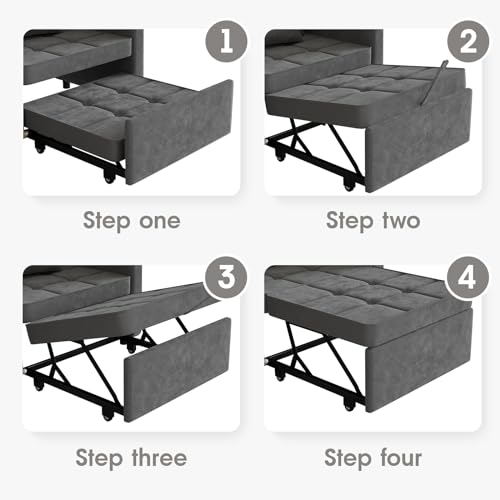 3-in-1 Velvet Sleeper Sofa Bed Chair with Wing Table