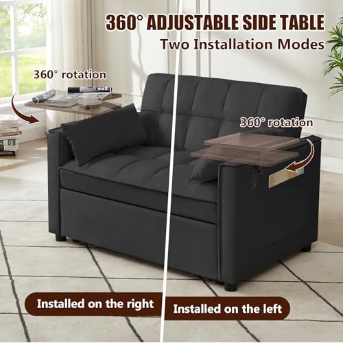 Versatile Black Sleeper Sofa with Storage & Pillows