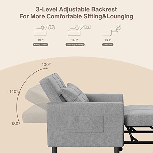 3-in-1 Adjustable Sofa Bed in Modern Grey
