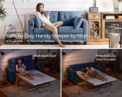 LINSY HOME Convertible Sofa Bed with Memory Foam