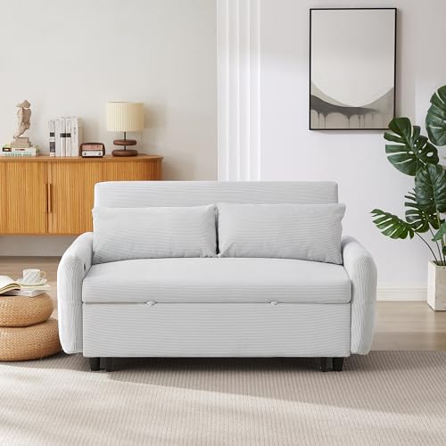 Light Blue Convertible Sofa Bed with USB Ports