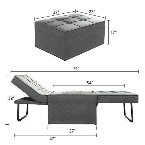 Vonanda 4-in-1 Convertible Sofa Bed - Dark Gray