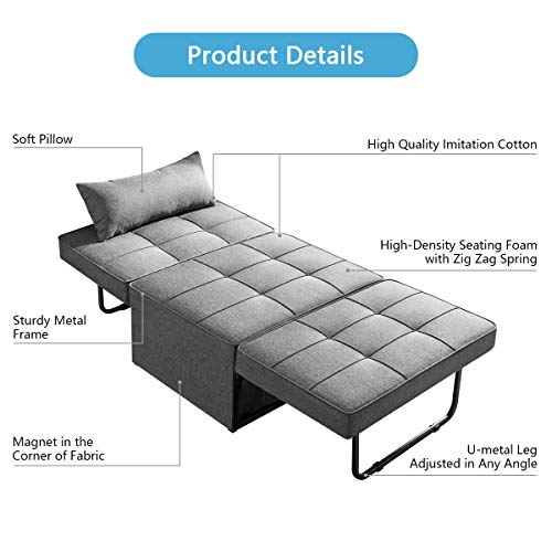 Vonanda 4-in-1 Convertible Sofa Bed - Dark Gray