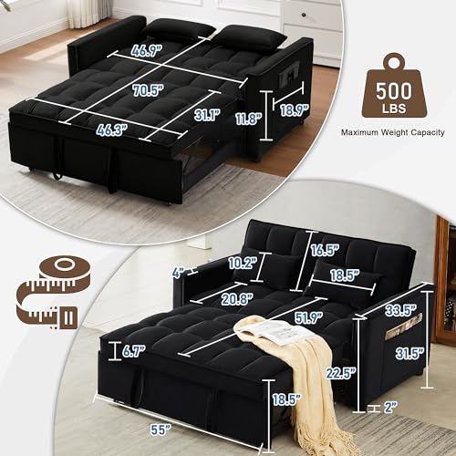 SumKea Medium Black Sofabed for Cozy Comfort