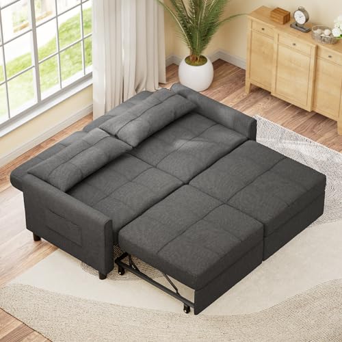 Convertible 3-in-1 Sleeper Sofa Bed, Dark Gray