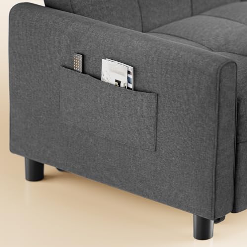 Convertible 3-in-1 Sleeper Sofa Bed, Dark Gray