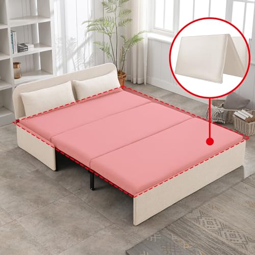 Beige Twin Size Convertible Sleeper Sofa Bed