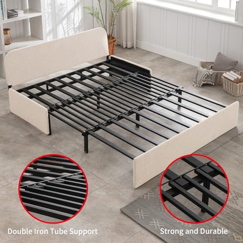 Beige Twin Size Convertible Sleeper Sofa Bed