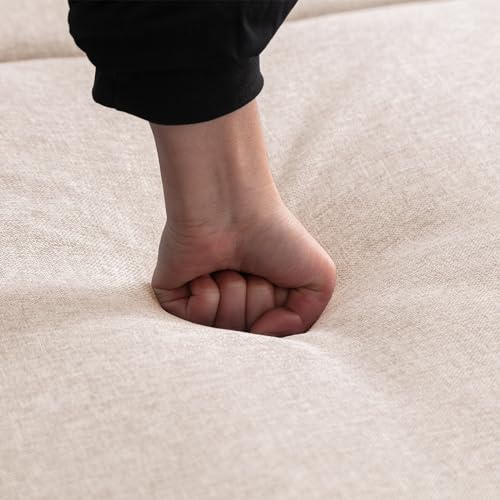 Beige Twin Size Convertible Sleeper Sofa Bed