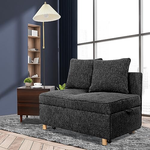 Versatile 4-in-1 Linen Sofa Bed in Black