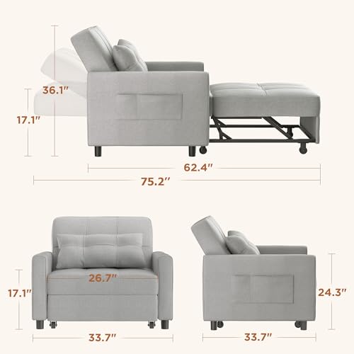 Noelse 3-in-1 Convertible Sofa Bed and Chair
