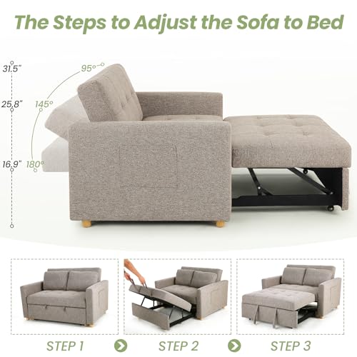 Comfortable 3-in-1 Convertible Sofa Bed for Small Spaces