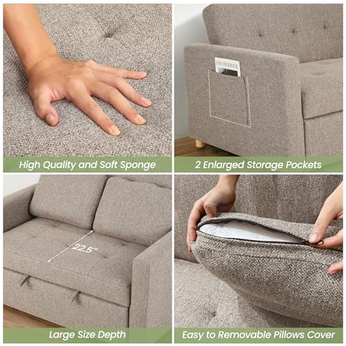 Comfortable 3-in-1 Convertible Sofa Bed for Small Spaces