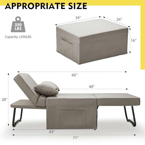 4-in-1 Convertible Sofa Bed and Ottoman
