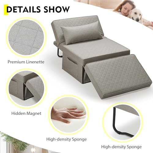 4-in-1 Convertible Sofa Bed and Ottoman