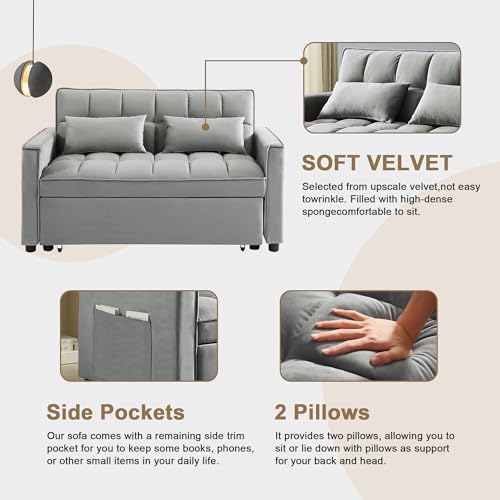 SumKea 3-in-1 Convertible Sleeper Loveseat Sofa
