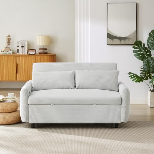 Light Blue 3-in-1 Convertible Loveseat Sofa Bed