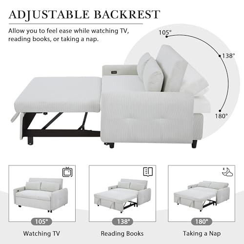 Light Blue 3-in-1 Convertible Loveseat Sofa Bed
