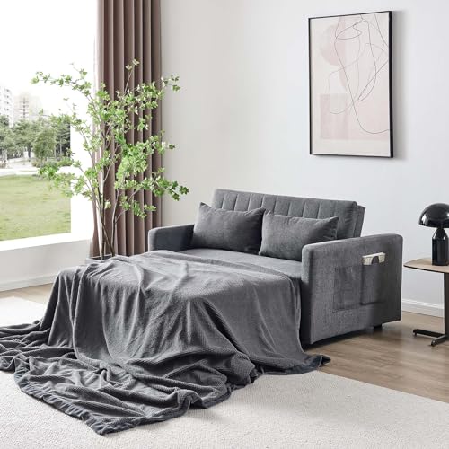 3-in-1 Convertible Sleeper Sofa Bed in Dark Grey