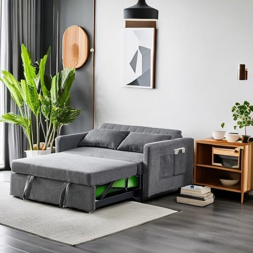 3-in-1 Convertible Sleeper Sofa Bed in Dark Grey