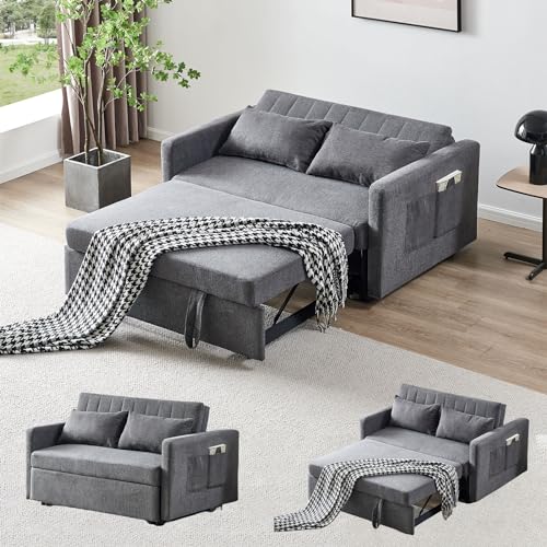 3-in-1 Convertible Sleeper Sofa Bed in Dark Grey