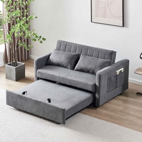 3-in-1 Convertible Sleeper Sofa Bed in Dark Grey