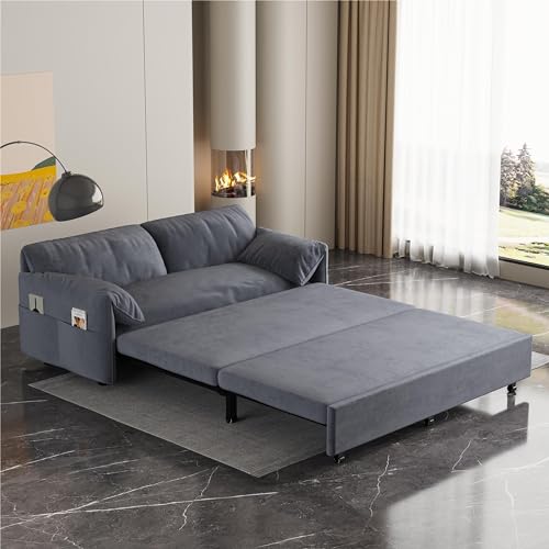 Queen Pull-Out Sofa Couch Bed with Storage
