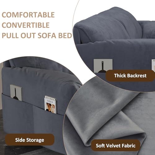 Queen Pull-Out Sofa Couch Bed with Storage