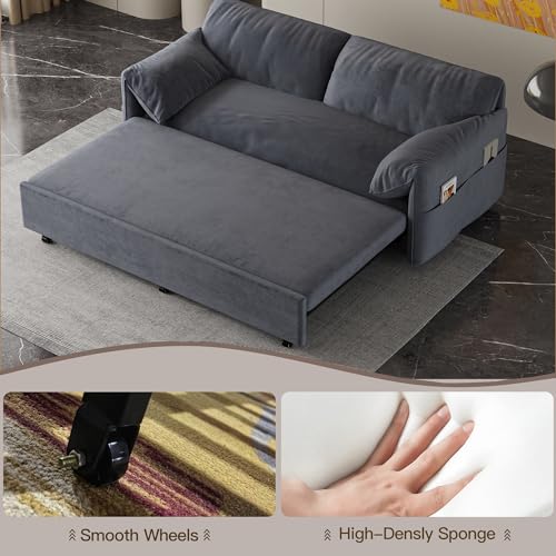 Queen Pull-Out Sofa Couch Bed with Storage