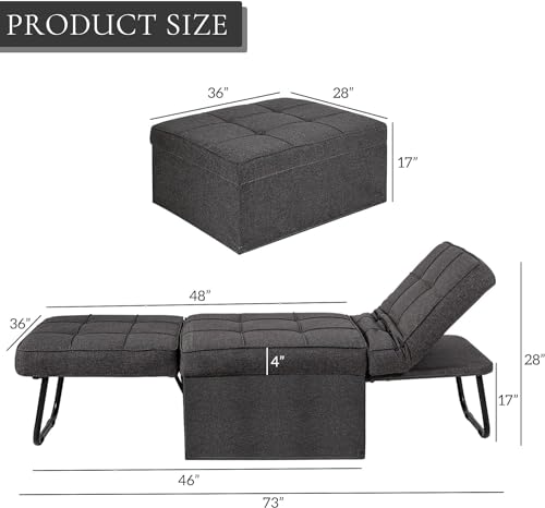 Versatile 4-in-1 Convertible Sofa Bed in Gray