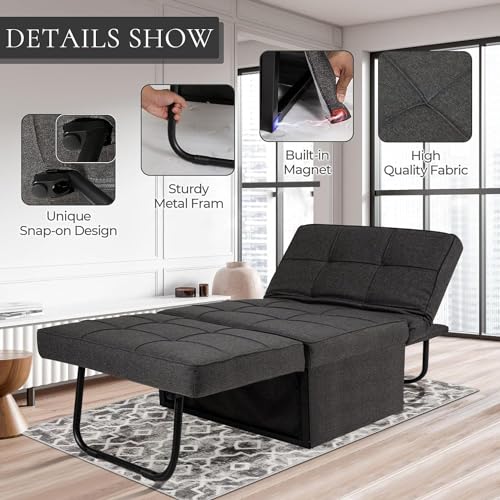 Versatile 4-in-1 Convertible Sofa Bed in Gray