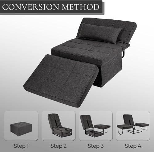 Versatile 4-in-1 Convertible Sofa Bed in Gray