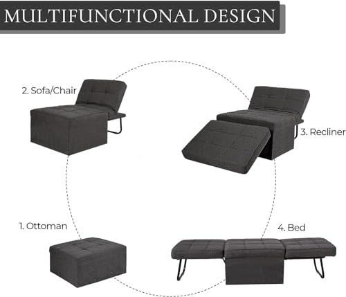 Versatile 4-in-1 Convertible Sofa Bed in Gray