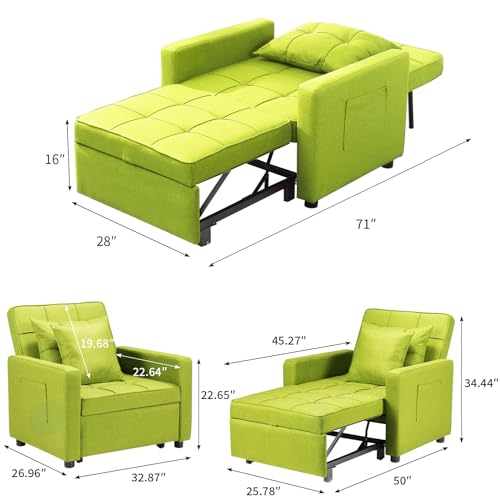 Convertible 3-in-1 Sleeper Chair Bed - Green