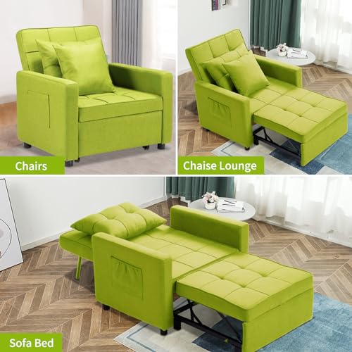Convertible 3-in-1 Sleeper Chair Bed - Green