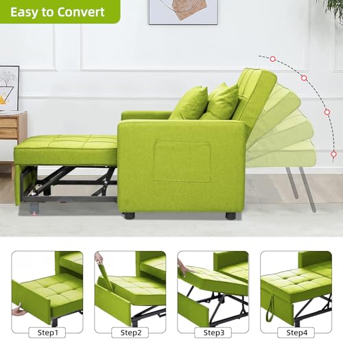 Convertible 3-in-1 Sleeper Chair Bed - Green