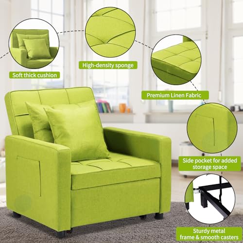 Convertible 3-in-1 Sleeper Chair Bed - Green