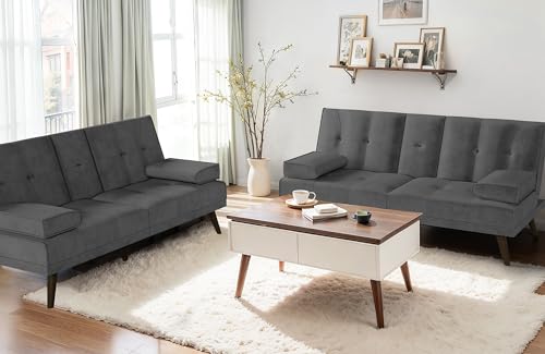 Convertible Sofa Bed with Cup Holder for Small Spaces