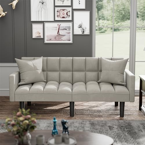 Modern Grey 3-in-1 Convertible Futon Sofa Bed