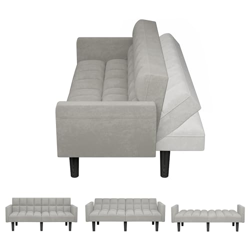 Modern Grey 3-in-1 Convertible Futon Sofa Bed