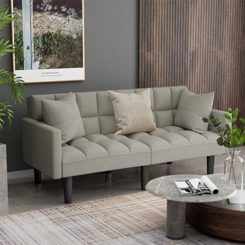 Modern Grey 3-in-1 Convertible Futon Sofa Bed